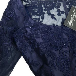 La Femme Lace & Mikado A-Line Gown Dress